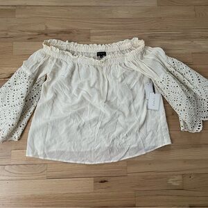NWT 1. State | White Ruffled 3/4 Sleeve Blouse